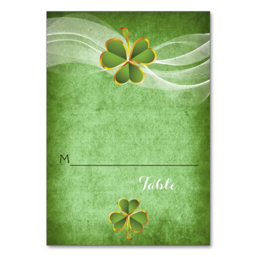 Irish clover  veil wedding folded place card