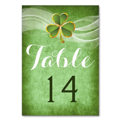 Irish clover  veil wedding table number
