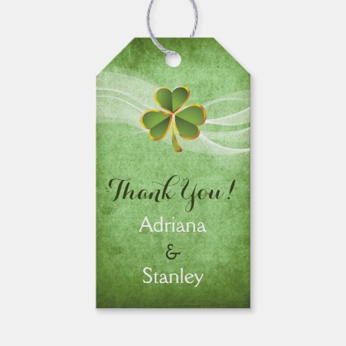 Irish clover  veil wedding Thank You Gift Tags