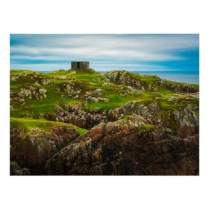 Irish Coastal Ruins Poster   Rugged Celtic Art