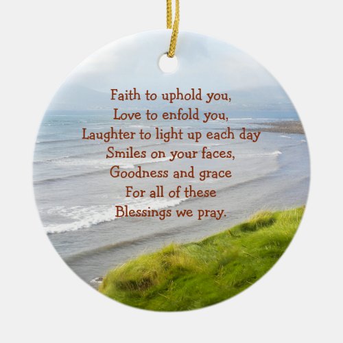 Irish Coastline and Blessings Prayer Personalized Ceramic Ornament