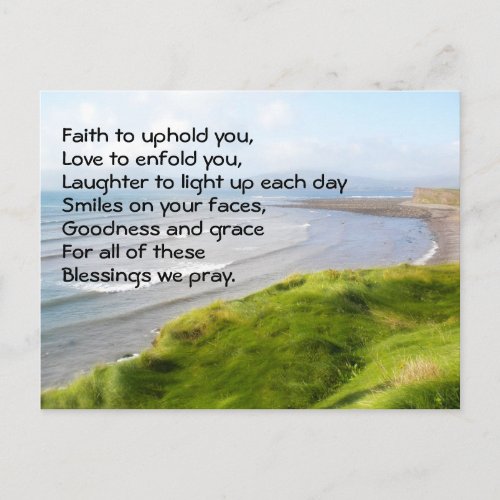 Irish Coastline Blessing Prayer Postcard