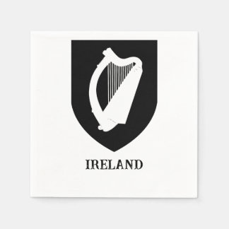 Irish Coat of Arms Black & White Minimalist Art Napkins