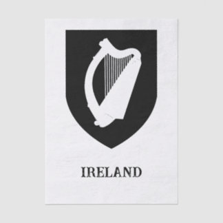 Irish Coat of Arms Black & White Minimalist Art Tissue Paper