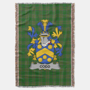 Irish Codd Coat of Arms Family Crest Ireland Throw Blanket