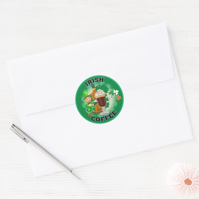 Irish Coffee - An Elixir. Classic Round Sticker (Envelope)