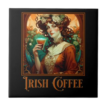 Irish Coffee Art Nouveau Ceramic Tile by HolidayBug at Zazzle