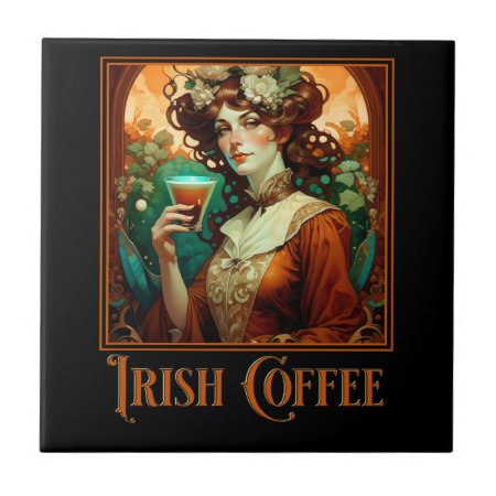 Irish Coffee Art Nouveau Ceramic Tile
