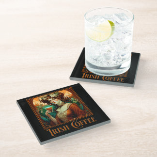 Irish Coffee Art Nouveau Glass Coaster