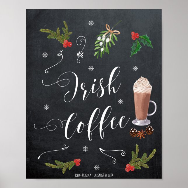 Irish coffee bar winter christmas wedding sign (Front)