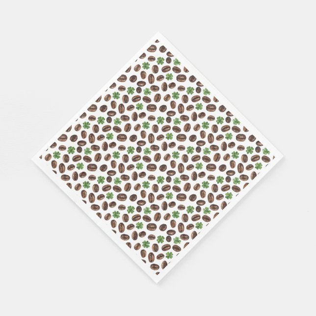 Irish Coffee Beans and Shamrocks Funny Design Napkins (Corner)