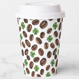 Irish Coffee Beans and Shamrocks Funny Design Paper Cups