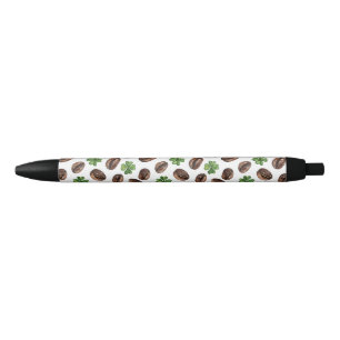 Irish Coffee Beans and Shamrocks Funny Design Pen