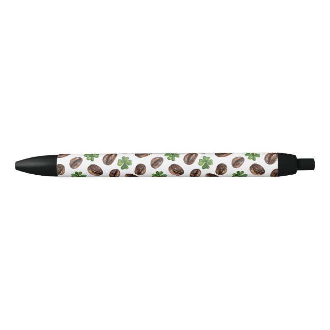Irish Coffee Beans and Shamrocks Funny Design Pen (Front)