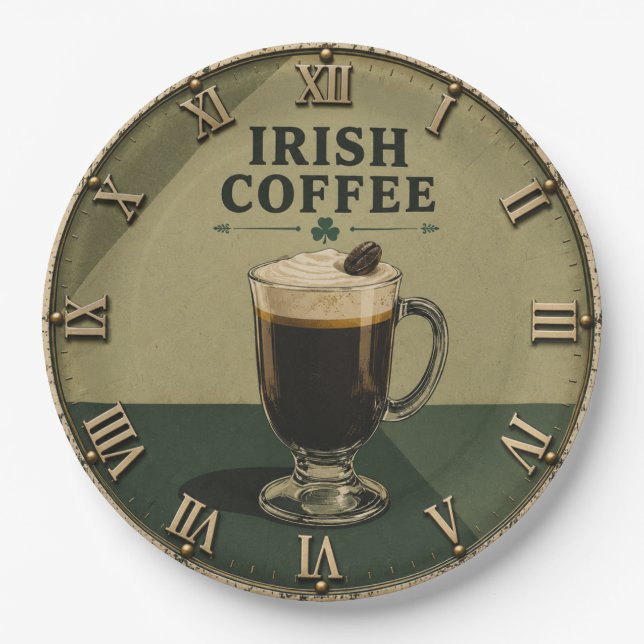 Irish Coffee Celtic Pub Decor  Paper Plates (Front)