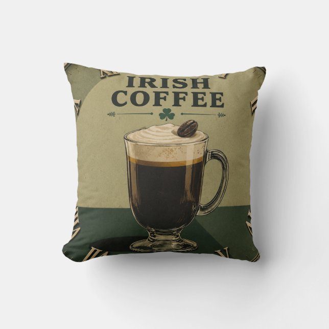 Irish Coffee Celtic Pub Decor  Throw Pillow (Front)