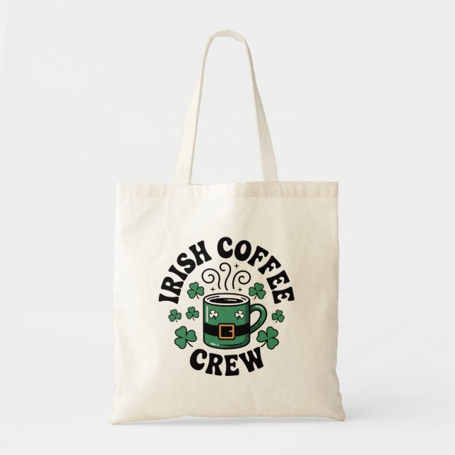 Irish Coffee Crew Leprechaun Coffee Lover Design Tote Bag (Front)