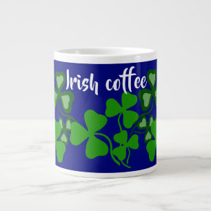 Irish coffee, Ireland shamrock, blue, clover 9a Giant Coffee Mug