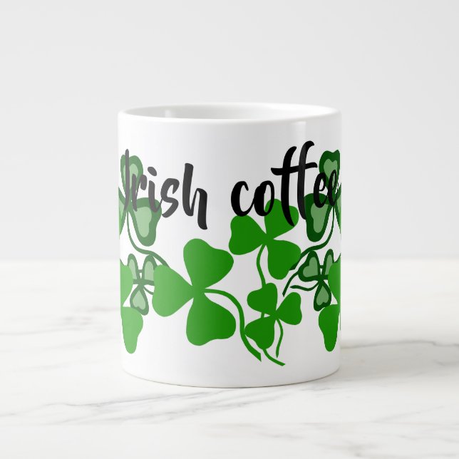 Irish coffee, Ireland shamrock, white, clover 9 Large Coffee Mug (Front)
