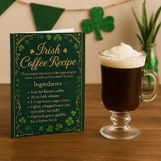 Irish Coffee Recipe Holiday Greeting Card
