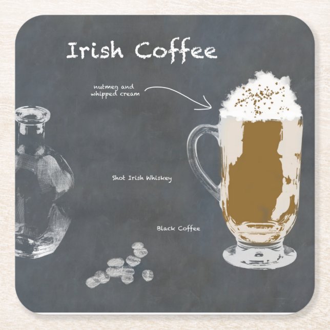 Irish Coffee Square Paper Coaster (Front)