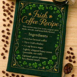 Irish Coffee St Patrick's Day  Kitchen Towel