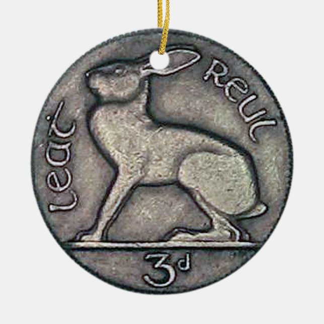 Irish Coin Christmas Ornament, Nollaig Shona Duit. Ceramic Ornament (Front)