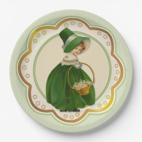 Irish Colleen and Basket Paper Plates