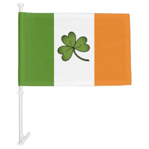 Irish Colors and Shamrock Car Flag