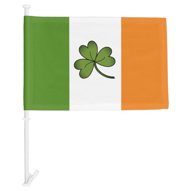 Irish Colors and Shamrock Car Flag (Front)