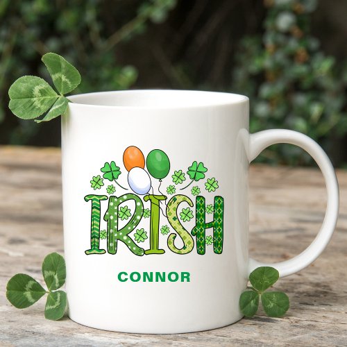 Irish Colors Clover Optional Name St Patricks Day Coffee Mug