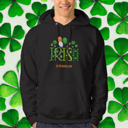 Irish Colors Clover Optional Name St Patrick's Day Hoodie