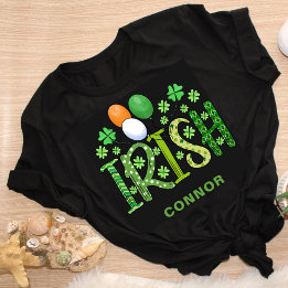Irish Colors Clover Optional Name St Patrick's Day T-Shirt
