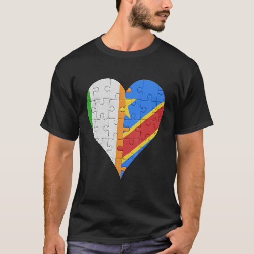 Irish Congolese Flag Heart T_Shirt