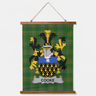 Irish Cooke Coat of Arms Family Crest Hanging Tapestry