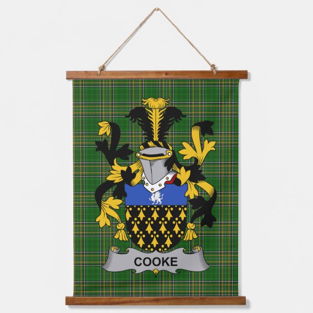 Irish Cooke Coat of Arms Family Crest Hanging Tapestry (Front)