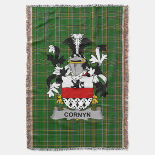 Irish Cornyn or O_Cornyn Coat of Arms Family Cres Throw Blanket