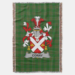 Irish Corry or O_Corry Coat of Arms Family Crest Throw Blanket