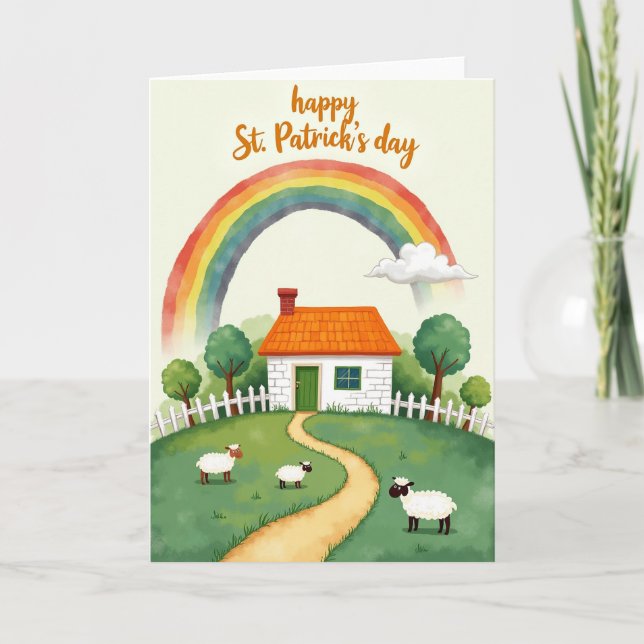 Irish Cottage Scene Holiday Card (Front)