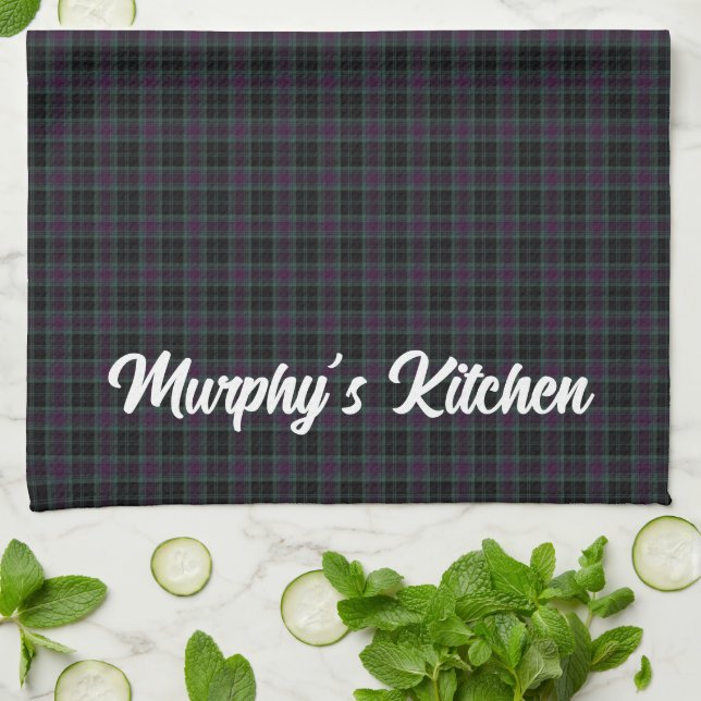 Irish County Carlow Tartan Personalized Kitchen Towel (Folded)