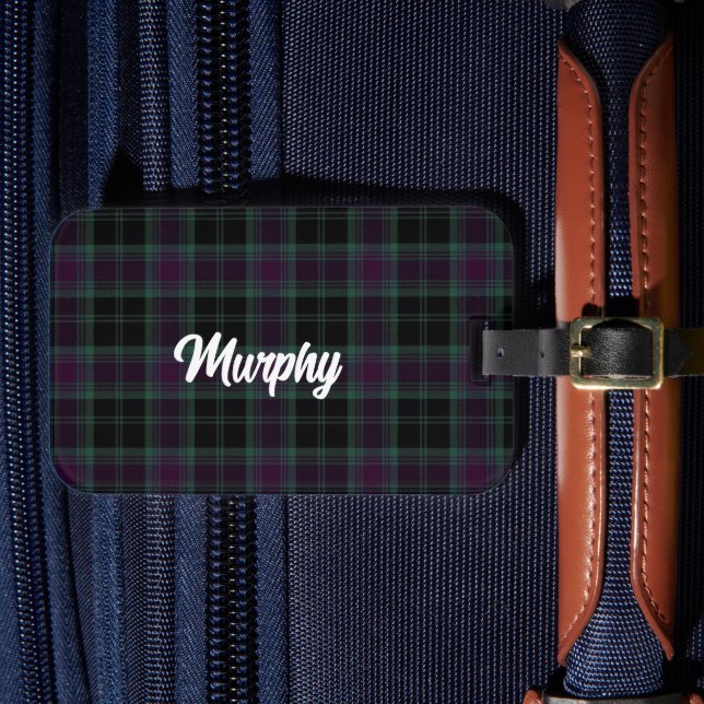Irish County Carlow Tartan Personalized Luggage Tag (Front Insitu 4)