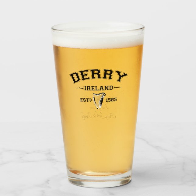 Irish County Derry Ireland Personalized Text Glass (Front Filled)