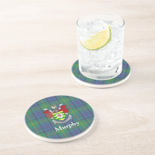 Irish County Donegal Tartan and Coat of Arms  Coaster