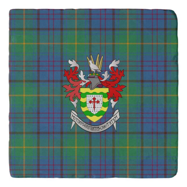 Irish County Donegal Tartan and Coat of Arms  Trivet (Front)
