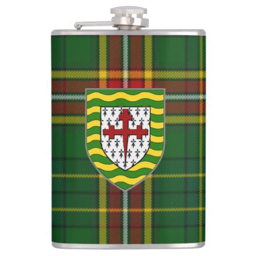Irish County Donegal Tartan  Crest Flask