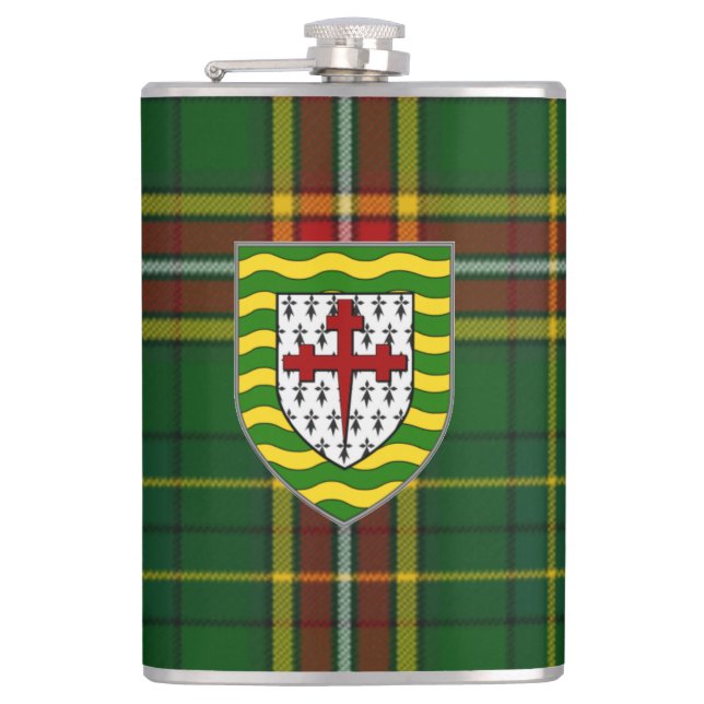 Irish County Donegal Tartan & Crest Flask (Front)