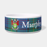 Irish County Donegal Tartan Personalized Bowl<br><div class="desc">Fun pet bowl features Irish County Donegal tartan plaid pattern and the official coat of arms in center.  Personalize with pet name in customizable white text.</div>