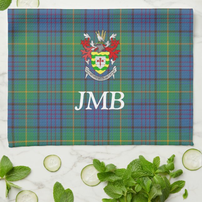 Irish County Donegal Tartan Personalized  Kitchen Towel (Folded)