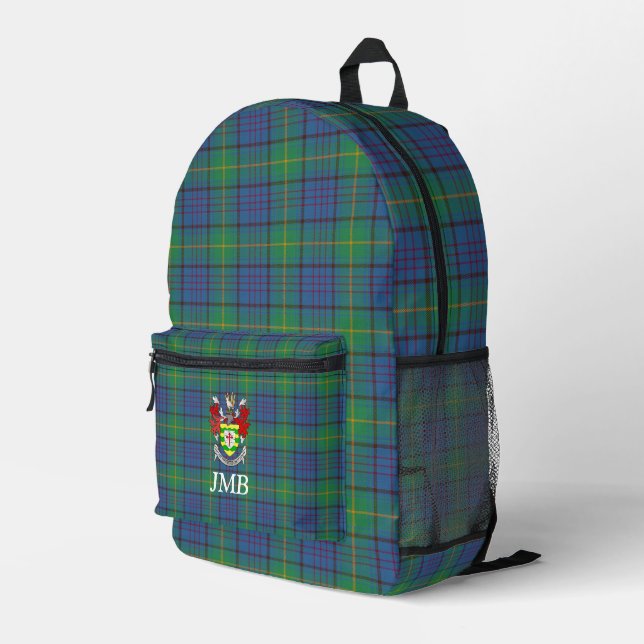 Irish County Donegal Tartan Personalized   Printed Backpack (Back Corner Right)