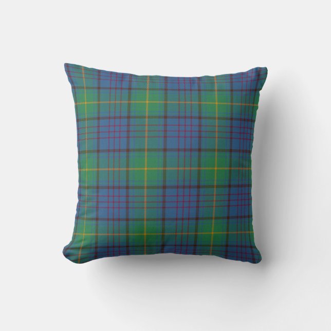 Irish County Donegal Tartan Throw Pillow (Front)